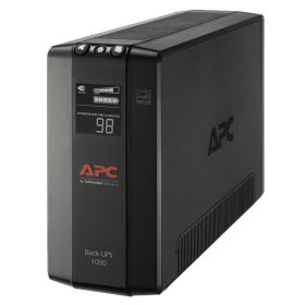 APC BX1000M 8-AC Outlet 1,000-VA/600-Watt Line-Interactive Back-UPS Pro Compact Tower with 1,103-Joules Surge Protection, LCD, AVR, 6-Ft. Cord, BX1000
