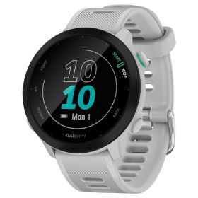 Garmin 010-02562-01 Forerunner 55 GPS Smartwatch with 42-mm Case, Bluetooth, Health/Fitness Monitoring, Activity Tracking, and 5 ATM Water Rated (Whit