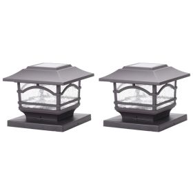 MAXSA Innovations 41671 Mission-Style Solar Post Cap and Deck Railing Lights, 15 Lumens, 2 Pack (Dark Bronze)