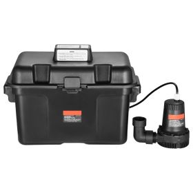 VEVOR Basement Emergency Back-Up Sump Pump, 2000GPH 0.17 HP Backup Sump Pump System, with 15V Adapter, Float Switch