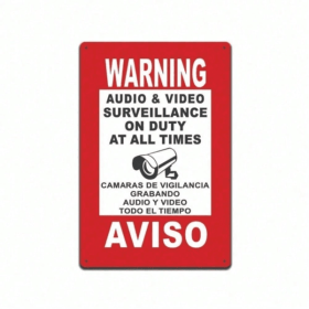 CIFbuy Home Security Warning Sign CCTV Surveillance Bilingual Spanish English Metal Wall Sign (TikTok, temu pick-up service)