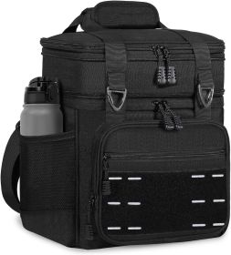 Lunch Box Cooler Bag - Tactical Insulated Lunchbox for Men - Large Soft Expandable Lunch Pail for Adults Work Outdoor Shifts Trips Black 16L