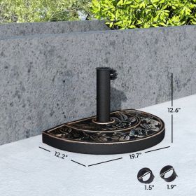 20lbs Half Round Patio Umbrella Base Outdoor Decorative Resin Parasol Stand Holder ForPole, For Lawn, Deck, Backyard, Garden, Bronze (Option: Bronze)
