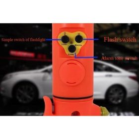 Red&Yellow Multi-functional Car Safety Hammer With Flashlight (Option: Red)