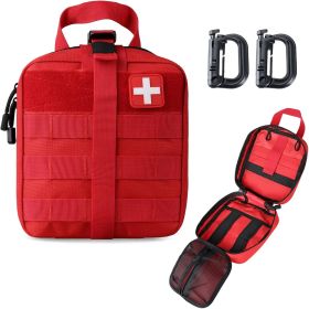 1000D First Aid Bag Empty Medical Ifak Pouch Molle EMT Pouches Rip-Away Tactical Military Trauma Emergency Medic Bag (Color: Red)