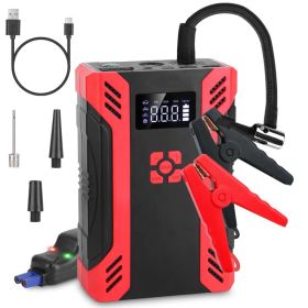 1Pc Car Jump Starter With Air Compressor Portable Car Battery Booster With Digital Tire Inflator With 2000mAh Peak Current For 12V Car 6.5L Gas O (Option: Red)